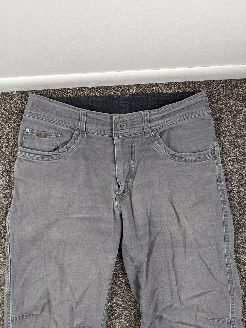 Kuhl Pants Kanvas Jean Patina Dye Stretch Hiking Gray Mens 32x30 5114